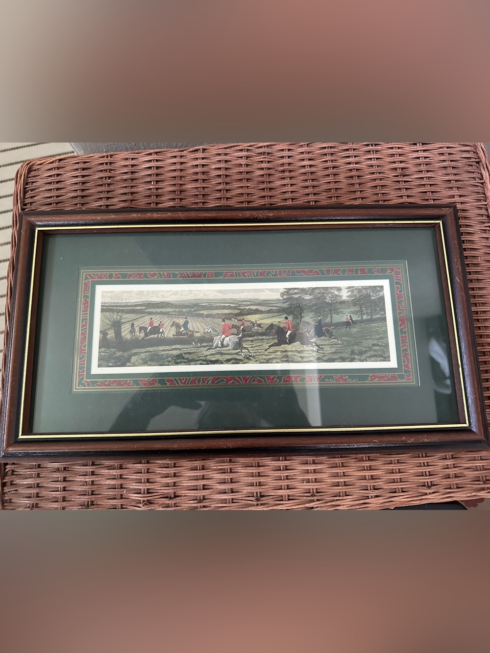 Vintage Equestrian fox hunt Scene Framed Artwork picture